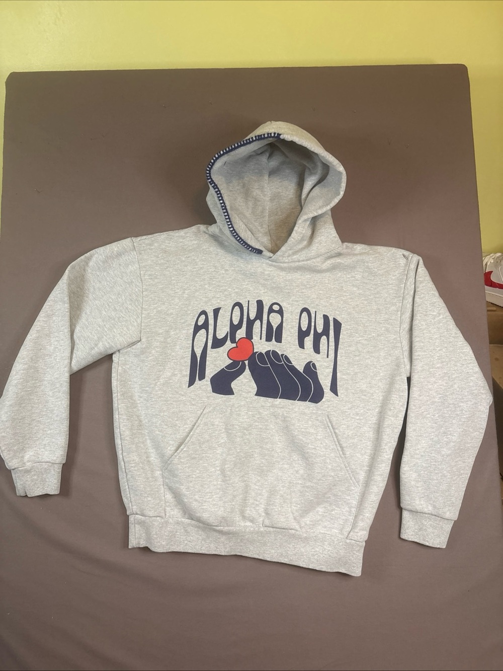 Alpha Phi Heavyweight Hoodie M Gray Retro Unisex Collegiate